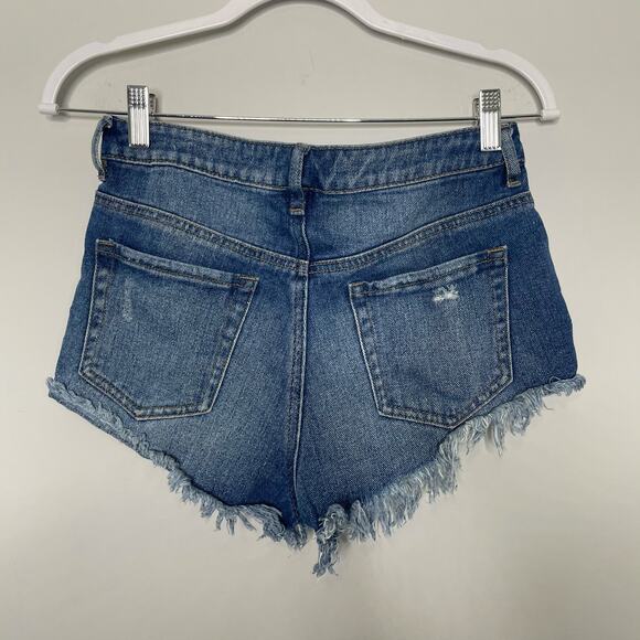 PacSun Bullhead High Rise Festival Short Cut off Denim Distressed Shorties 25 - Picture 3 of 8